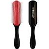 Denman Curly Hair Brush D4 (Black & Red) 9 Row Styling Brush, Smoothing Longer Hair and Defining Curls - For Women and Men