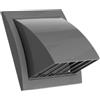 EUROPLAST Griglia di ventilazione, Ø 100 mm, grigio, con valvola di ritorno, in plastica, 150 x 150 mm
