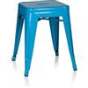 HJH Office 645004 Sgabello Metallo Basso VANTAGGIO Panchetti Impilabili, Sgabelli Bar Industriali, Carico Max 150 kg, Azzurro
