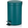 kela Secchio per cosmetici turchese 3 l, pattumiera a pedale in metallo per bagno, pattumiera da bagno con secchio interno e manici per il trasporto, MONACO, petrolio opaco