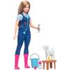 Barbie Carriere - Barbie Veterinaria 65° anniversario, set con bambola bionda e agnellino con le orecchie che si muovono, 10 accessori a tema inclusi, giocattolo per bambini, 3+ anni, HRG42