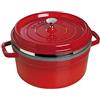 STAUB Casseruola/Cocotte in Ghisa, con Inserto per Cottura a Vapore, Tonda 26 cm, 5,2 litri, Interno della Pentola con Smaltatura Nera Opaca, Ciliegia