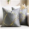 DecorMommt Federe Cuscini 45x45Cm Velluto Grigio Copricuscini Decorativi Set di 2 Quadrati Federa Cuscino Divano Geometrica Federe per Soggiorno Camera Letto Auto Decorazione