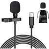 Fyvadio Microfono Lavalier USB C, 2 Metri Microfono Clip-on Lapel Utility di Tipo C, Microfono a Condensatore Omnidirezionale per Telefono, Laptop e Dispositivi Type-C