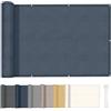 HENG FENG Frangivista Balcone 90x300cm per Privacy, Blu Antracite | Copri balcone per ringhiera impermeabile PES 160g/m², Anti-UV 95% & antistrappo, per giardino,terrazza,balcone e cortile
