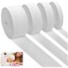 Jinsion 4 pezzi di Elastico Piatto per Cucito da 20 Metri, 10 mm, 20 mm, 30 mm, 40 mm Elastici Larghi per Cucito, Rotolo di Elastico per Cucito in Poliestere Bianco, per Cucire a Casa Artigianato Fai-Da-Te