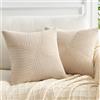 Topfinel Federe Cuscini Divano Cachi 45x45 in Velluto a Coste Cuscino Decorativo con Cerniera Invisibile Motivo A Righe per Soggiorno Camera Balcone Esterno 2 Pezzi