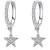 IMINI Orecchini a cerchio con stella in zirconia cubica, in argento Sterling 925, con strass e cristalli, pendenti a goccia, cartilagine, orecchini ipoallergenici, Argento sterling, Zirconia cubica