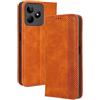 GOKEN Cover per Realme C51 / Realme C53, Custodia Folio in Pelle Flip Wallet Libro Case con Portafoglio, Premium PU/TPU Magnetica Cover con Supporto di Stand/Carte Slot (Marrone)