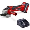 Einhell Smerigliatrice angolare TC-AG 18/115 Li (1 pz. da 4,0 Ah) (18 V, Ø disco 115 mm, profondità di taglio 28 mm, Soft Start, impugnatura supplementare, 1 batteria e caricatore da 4,0 Ah)