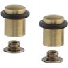 EVI Herrajes| Pack con 2 Fermaporte| 20 x 29,5 mm| Base filettata| Gomma Nera di Silicone Naturale| Ottone Finitura Pelle Invecchiata| Compresi utensile, vite + tassello di fissaggio| Mod. I-108