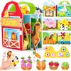 hahaland Libro Montessori Interattivo 1 Anno, Busy Board Libri per Bambini | Feltro Pannello Sensoriale, Fattoria Quiet Book Educativo, Regalo Bimbo Bimba 1 2 3 Anni