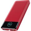 AXNEB Power Bank 13800mAh,Ultra Sottile & Leggero Caricatore Portatile con Display LCD,3A PD USB C Ingressi&Uscite Powerbank con Torcia LED Batteria Esterna per iPhone Samsung Huawei Xiaomi-Rosso