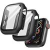 JETech Cover con Pellicola Protettiva per Apple Watch SE (2022/2020) /Series 6 5 4 44 mm, Custodia Protettiva Complessiva, Pellicola Integrata in Vetro Temperato, 2 Pezzi (Nero)