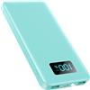 AXNEB Power Bank 13800mAh,Ultra Sottile & Leggero Caricatore Portatile con Display LCD,3A PD USB C Ingressi&Uscite Powerbank con Torcia LED Batteria Esterna per iPhone Samsung Huawei-Verde chiaro