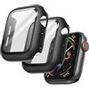 JETech Cover con Pellicola Protettiva per Apple Watch SE (2022/2020) /Series 6 5 4 40 mm, Custodia Protettiva Complessiva, Pellicola Integrata in Vetro Temperato, 2 Pezzi (Nero)