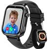 Minilandia 4G Smartwatch Bambini, Orologio Telefono Bambini con Videochiamate/GPS/SOS/Chat Vocale, Modalità Scuola, Sveglia, Contapassi, IP68 Impermeabile Smart Watch per Ragazzi Ragazze, Regalo Nero