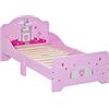 HOMCOM Letto per Bambini con Bordi Rialzati in Legno per Cameretta, Lettino per Bimbi da 3-6 Anni, 143x73x60cm, Rosa