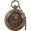Tiong Orologio da tasca vintage da uomo, realizzato a mano, in legno di bambù, orologio da tasca al quarzo, con catena, ciondolo in legno, regalo per papà, marito, fidanzato, per compleanno