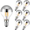 karedle oard 6Confezione Lampade a specchio G45 Testa Argento Lampadina LED E14 Base Edison Sostituisce 40 Watt, 4W, 240 Lumen, 2700K Bianco Caldo, Lampada a filamento LED, con dimmerazione, Argento