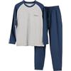 Tobysper Pigiama da uomo lungo in cotone, 2 pezzi, con parte superiore a maniche lunghe e pantaloni con elastico in vita, per la famiglia, loungewear invernale, pigiama da uomo, Blu, 4XL