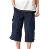 Generic Pantaloni cargo da uomo lunghi a 3/4 baggy: pantaloni estivi da uomo, leggeri, eleganti, traspiranti, per il tempo libero, alla moda, versatili, resistenti all'abrasione, da trekking, tinta unita, Blu