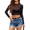 Weardear Corpo da Donna Sexy Elegante Maglia Crop Top Basic Dolcevita Camicetta Crop T-Shirt Casual Top Sexy Rave Festival Clubwear