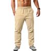 Cegerne Pantaloni di Lino da Uomo Pantaloni Estivi Leggeri Pantaloni da Spiaggia medievali Pantaloni Larghi Casual con Coulisse, 1-Cachi, XXL