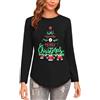 Gyabnw Maglietta Natale Donna Maniche Lunghe Elegante T-Shirt Girocollo Magliette Natale Donna Cotone Moda Camicia Top Casual Tee