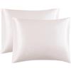Juwenin Home Confezione da 2 federe per cuscino in pura seta di gelso, morbide, per capelli e pelle, con chiusura a busta (avorio, standard, 50 x 75 cm)