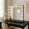 Bayt Specchio Hollywood con Luci LED - Specchio Trucco Nero 58x46 cm con 15 Lampadine Dimmerabili, 3 Tonalità di Luce (calda, fredda, naturale), Touch Screen & Specchietto Ingranditore 10x