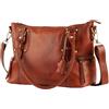 Superior Leather - Donna Vera Pelle Borsa A Tracolla Pieno Fiore Vera Pelle Cognac SLG-2, Cognac, Medium