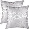 CaliTime Federa per cuscino, confezione da 2 custodie per cuscini, motivo Throw, vintage, damasco floreale Shining & Dull Contrast, 45 x 45 cm, colore: argento grigio