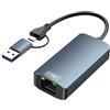 Loydia Adattatore USB Ethernet 2.5G, Adattatore di Rete USB 3.0 di Tipo C a RJ45 Gigabit Ethernet a 100/1000/2500 Mbps, 2500Mbps USB C Ethernet Adapter, Adattatore USB di Rete LAN Adattatore per Laptop, PC