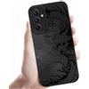 Coalbooliy Custodia Per Samsung Galaxy A25 5G 6,5'', Cellulare Nero Silicone Morbido Cover per telefono Aesthetic Modello Drago Disegni Protezione Fotocamera Antiurto Protettiva Case, 05