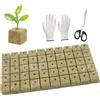 WANYI 50 PCS Cubi di Lana di Roccia,Rockwool Grow Cubi, Cubo di Propagazione di Lana di Roccia con Forbici Guanti per Coltivazione Soilless, Propagazione di Piante