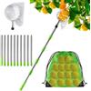 KOMABLEN 4M Raccogli Frutta Telescopico, Raccogli Cachi in Acciaio Inox e Borsa in Cotone, Raccoglifrutta Regolabile, Raccogli Frutta da Albero per Limoni Mele Pere Arance