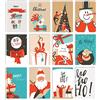 Better Office Products Set di biglietti di auguri natalizi, 100 pezzi, 10 x 15 cm, 12 disegni illustrativi personalizzati assortiti, interno bianco, completo di buste, set da 100 biglietti di Natale