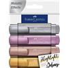 Faber-Castell 154623 - Set di evidenziatori TL 46, set di 4, colori metallici, con punta a cuneo a lunga durata, larghezza linea 1 - 5 mm