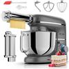 Fentic Impastatrice Planetaria con Macchina per la Pasta - 2000W - Robot da Cucina con Macchina per Pasta Fresca - Macchina Pasta - 6,2L Ciotola in Acciaio Inossidabile (Antracite)