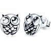 Eusense Orecchini con Gufo, Orecchini a Bottone con Gufo in Argento Sterling 925 per Ragazze e Donne