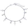 WANDA PLATA Bracciale con Croci e Zirconi da Donna Ragazza in Argento Sterling 925, Pendente Charms Croce, Gioelli