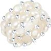 Valero Pearls Anello da Donna in Argento Sterling 925 con rodio con Perle coltivate d'acqua dolce bianco 60840021