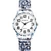 OIDEA Orologi unisex elastici Boemia: nero modello floreale orologio da polso analogico al quarzo con grande quadrante digitale orologio trasparente regalo per uomo donna, Bracciale
