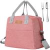 GeeRic 7.5L Borsa Termica+Forchetta+Cucchiaio con Tracolla Regolabile Impermeabile Prova Perdita Riutilizzabile Borsa Frigo Porta Pranzo Cibo Organizzatore per Picnic Scuola Ufficio Bambini Rosa