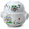 Liang baobao Set da tè da viaggio smaltato bianco in porcellana con teiera (loto)
