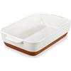 MALACASA Serie TARA, Teglia da Forno in Gres con Manici, 4500ml (40 x 8,7 cm), Ideale per Lasagne, Gratinati e Arrosti, Lavabile in Lavastoviglie, Bianco Vaniglia con Smalto Sesamo Abbinato al Cachi