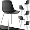 TecTake® Set 6 Sedie Ergonomiche in Plastica, Sedie Sala da Pranzo con Gambe in Acciaio Cromato, Sedie Cucina Antiscivolo, Sedie Moderne Antigraffio, Capacità di Carico 120 kg - Nero/Cromo