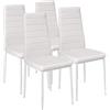 BAKAJI Set 4 Sedie Sala da Pranzo Salotto Cucina Design Moderno Struttura in Metallo e Seduta Imbottita in Ecopelle Dimensioni 98 x 41 x 45 cm (Bianco)