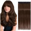 S-noilite Extension Capelli Veri Clip, One Piece Naturali Extension Capelli Veri, Estensioni Dei Capello Umani Clip, 5 Clips Hair Extensions, 45cm 50g Marrone Cioccolato Estensione per Capello #4